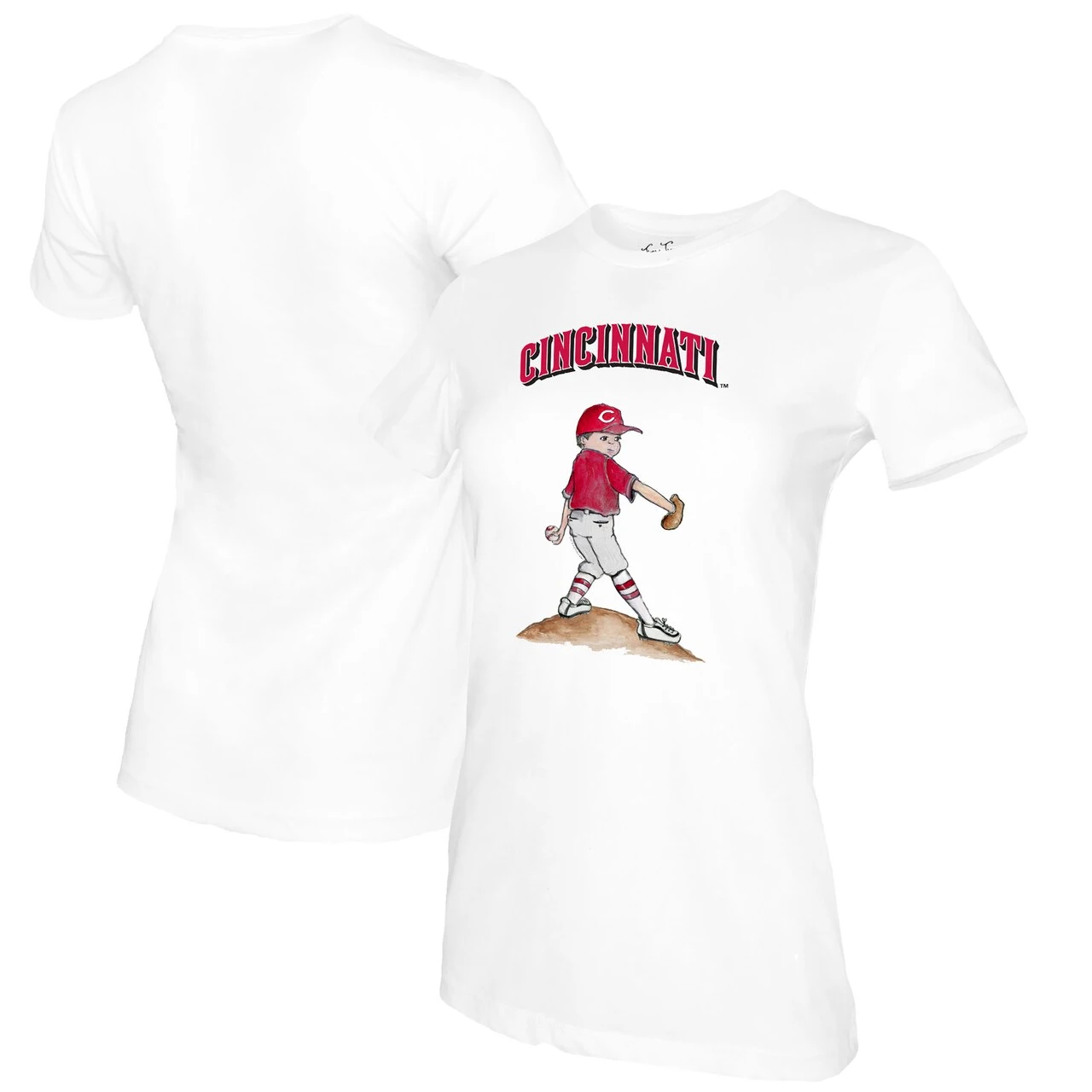 Women's Cincinnati Reds Tiny Turnip White Clemente T-Shirt