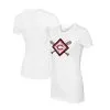Women's Cincinnati Reds Tiny Turnip White Diamond Cross Bats T-Shirt