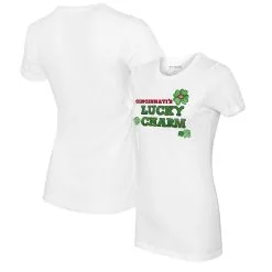 Women's Cincinnati Reds Tiny Turnip White Lucky Charm T-Shirt