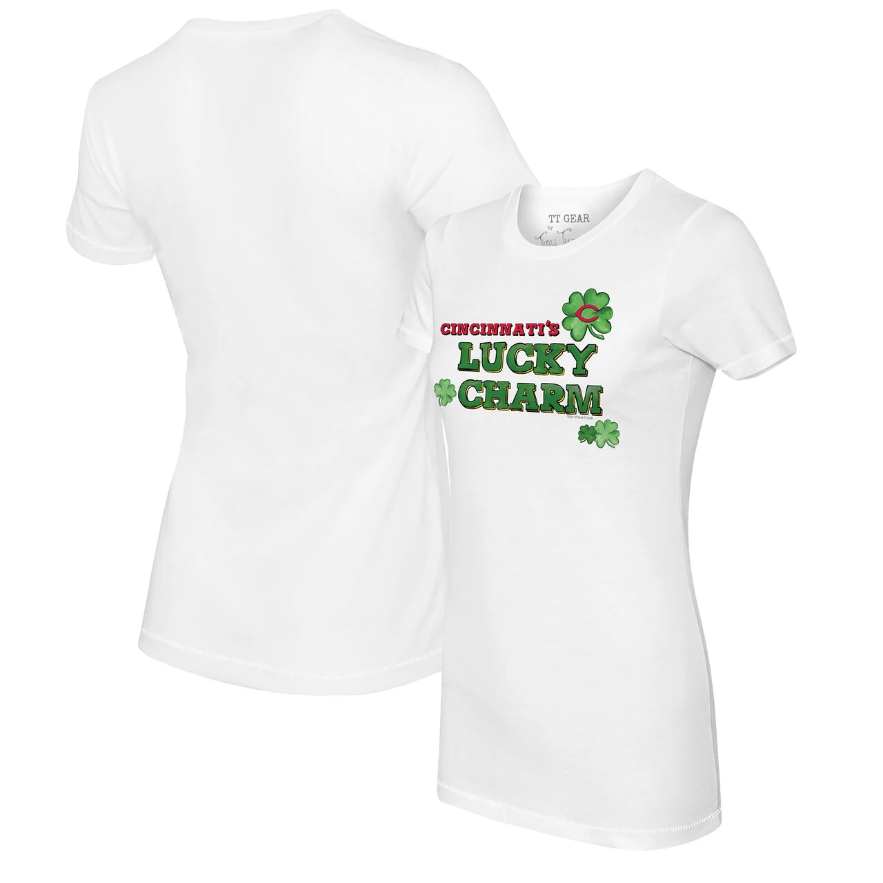 Women's Cincinnati Reds Tiny Turnip White Lucky Charm T-Shirt