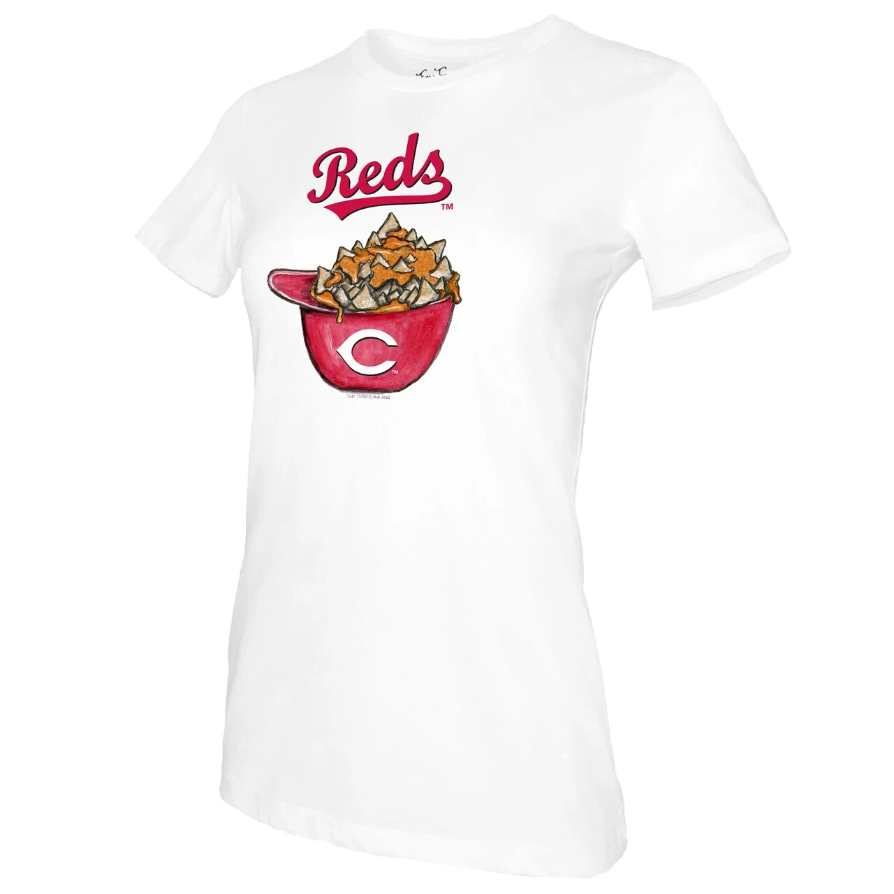 Women's Cincinnati Reds Tiny Turnip White Nacho Helmet T-Shirt - Image 2