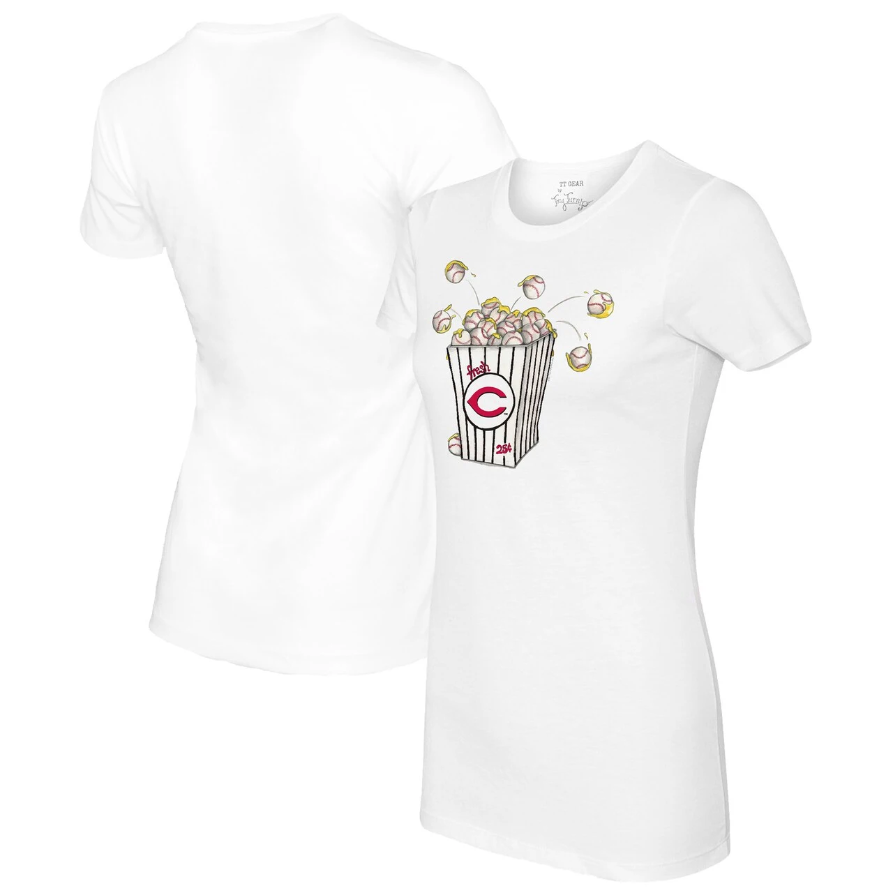 Women's Cincinnati Reds Tiny Turnip White Popcorn T-Shirt