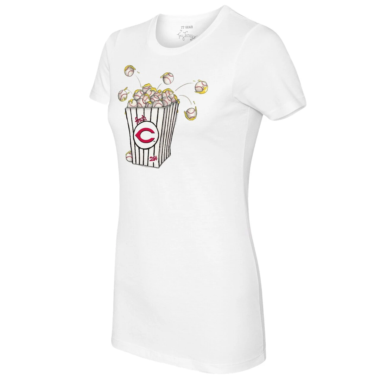 Women's Cincinnati Reds Tiny Turnip White Popcorn T-Shirt - Image 2