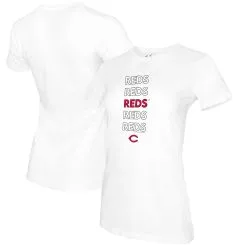 Women's Cincinnati Reds Tiny Turnip White Stacked T-Shirt