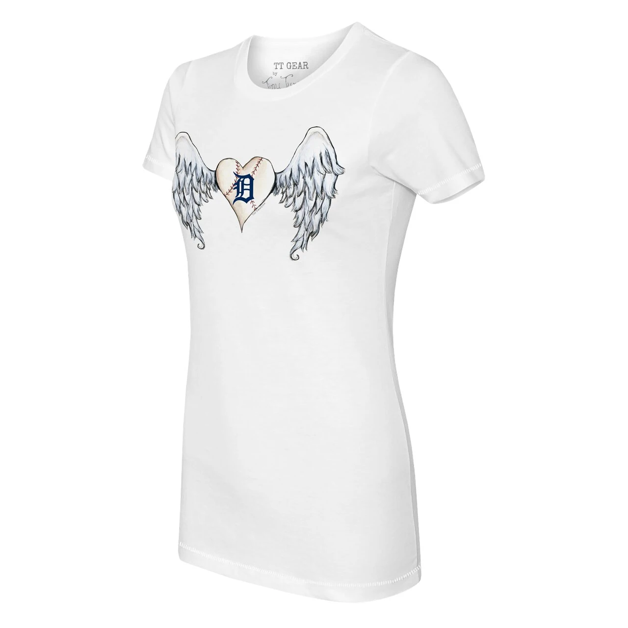 Women's Detroit Tigers Tiny Turnip White Angel Wings T-Shirt - Image 2