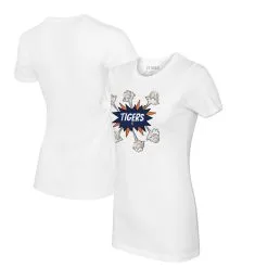 Women's Detroit Tigers Tiny Turnip White Baseball Pow T-Shirt
