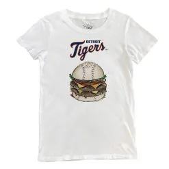 Women's Detroit Tigers Tiny Turnip White Burger T-Shirt