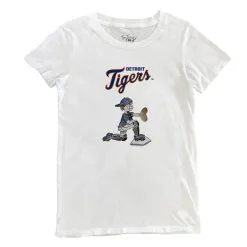 Women's Detroit Tigers Tiny Turnip White Caleb The Catcher T-Shirt