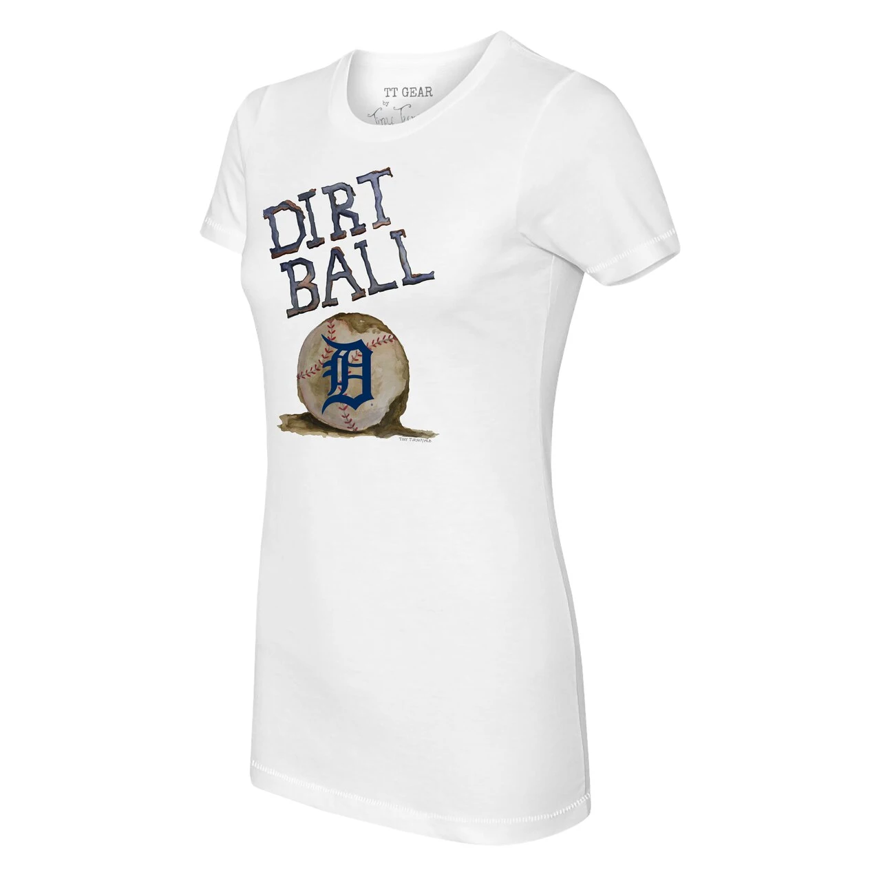 Women's Detroit Tigers Tiny Turnip White Dirt Ball T-Shirt - Image 2