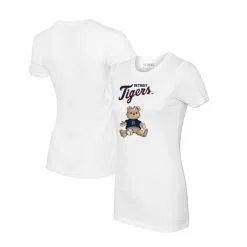Women's Detroit Tigers Tiny Turnip White Girl Teddy T-Shirt