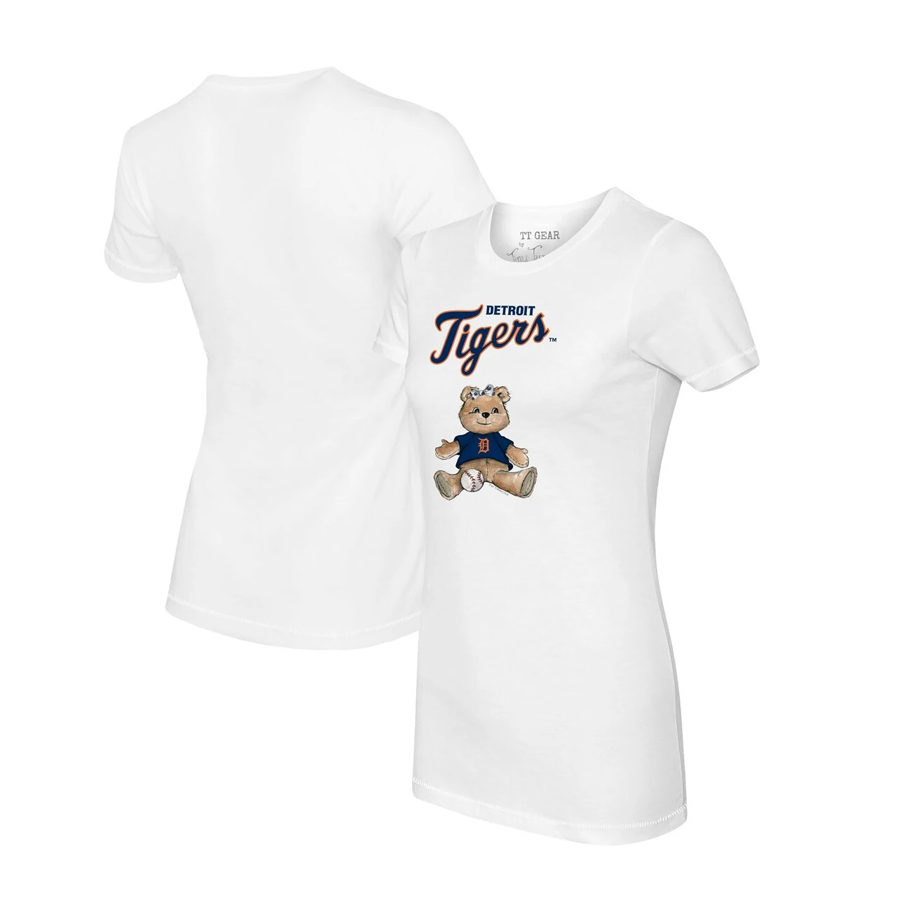 Women's Detroit Tigers Tiny Turnip White Girl Teddy T-Shirt