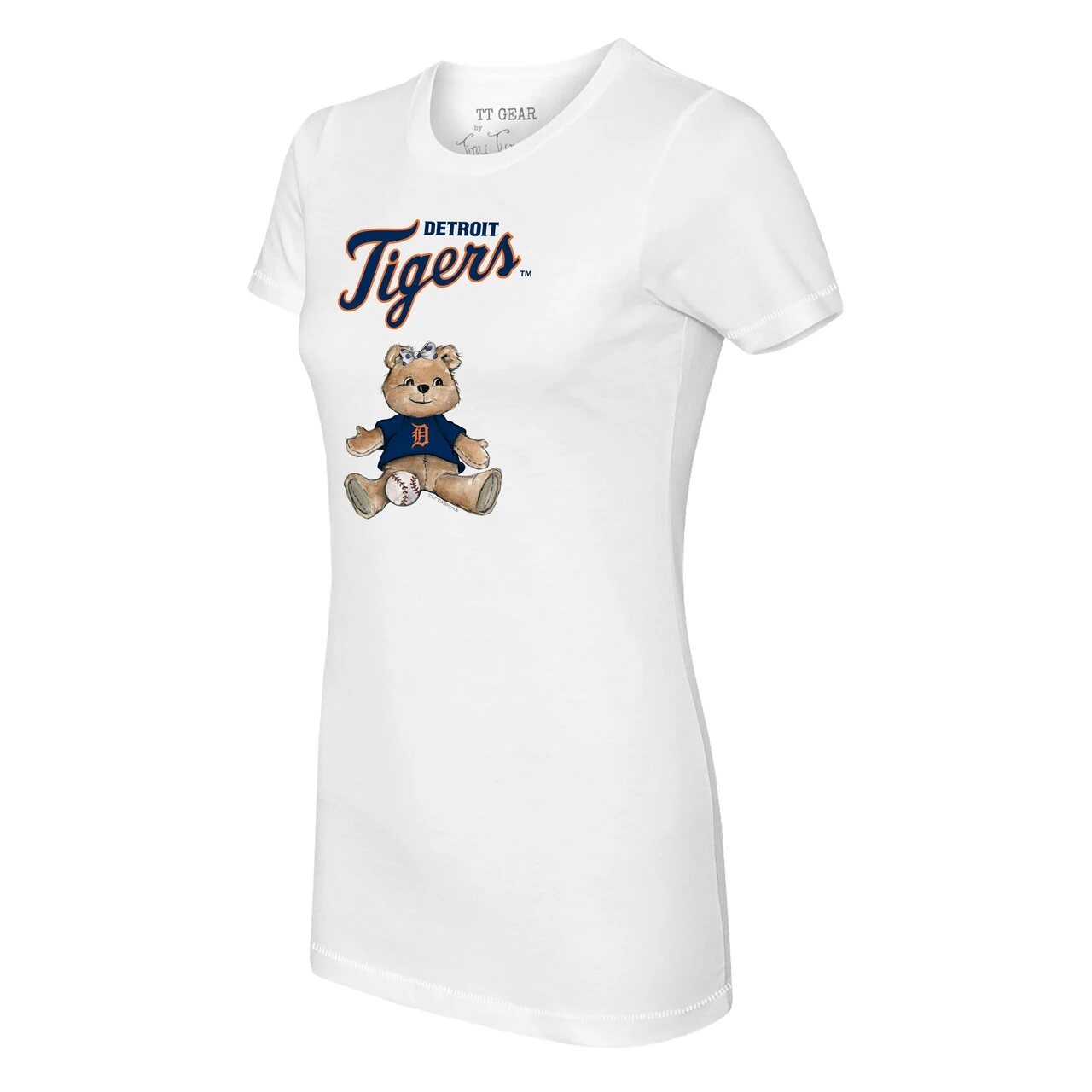Women's Detroit Tigers Tiny Turnip White Girl Teddy T-Shirt - Image 2