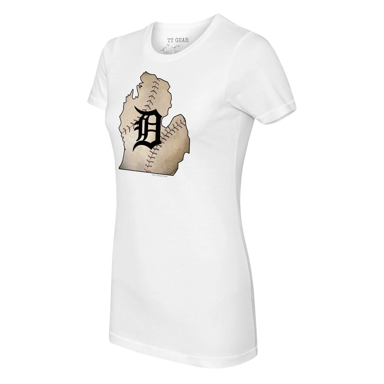 Women's Detroit Tigers Tiny Turnip White State Outline T-Shirt - Image 2