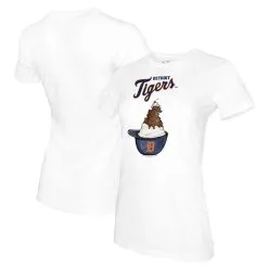 Women's Detroit Tigers Tiny Turnip White Sundae Helmet T-Shirt