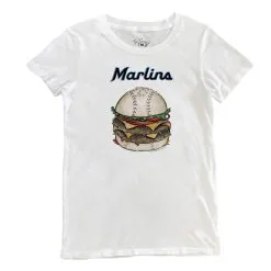 Women's Miami Marlins Tiny Turnip White Burger T-Shirt