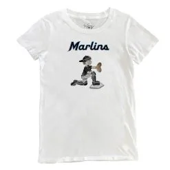 Women's Miami Marlins Tiny Turnip White Caleb The Catcher T-Shirt