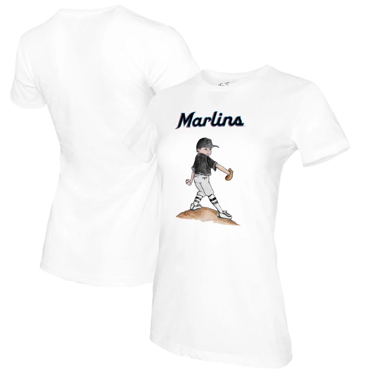 Women's Miami Marlins Tiny Turnip White Clemente T-Shirt