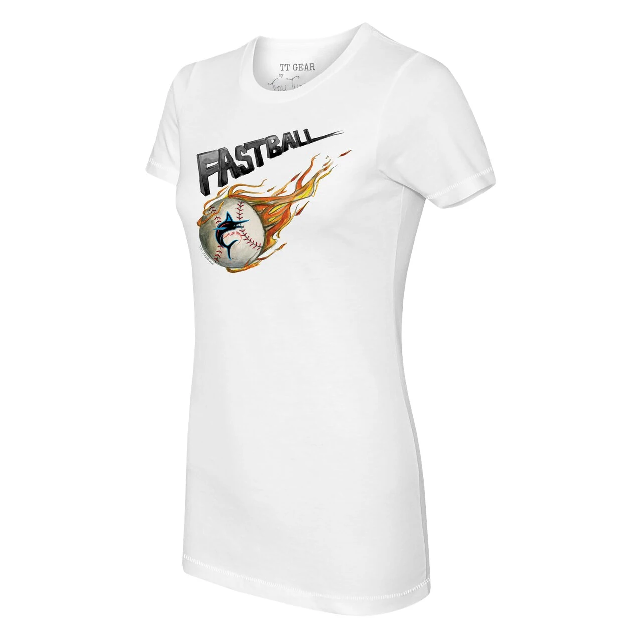 Women's Miami Marlins Tiny Turnip White Fastball T-Shirt - Image 2