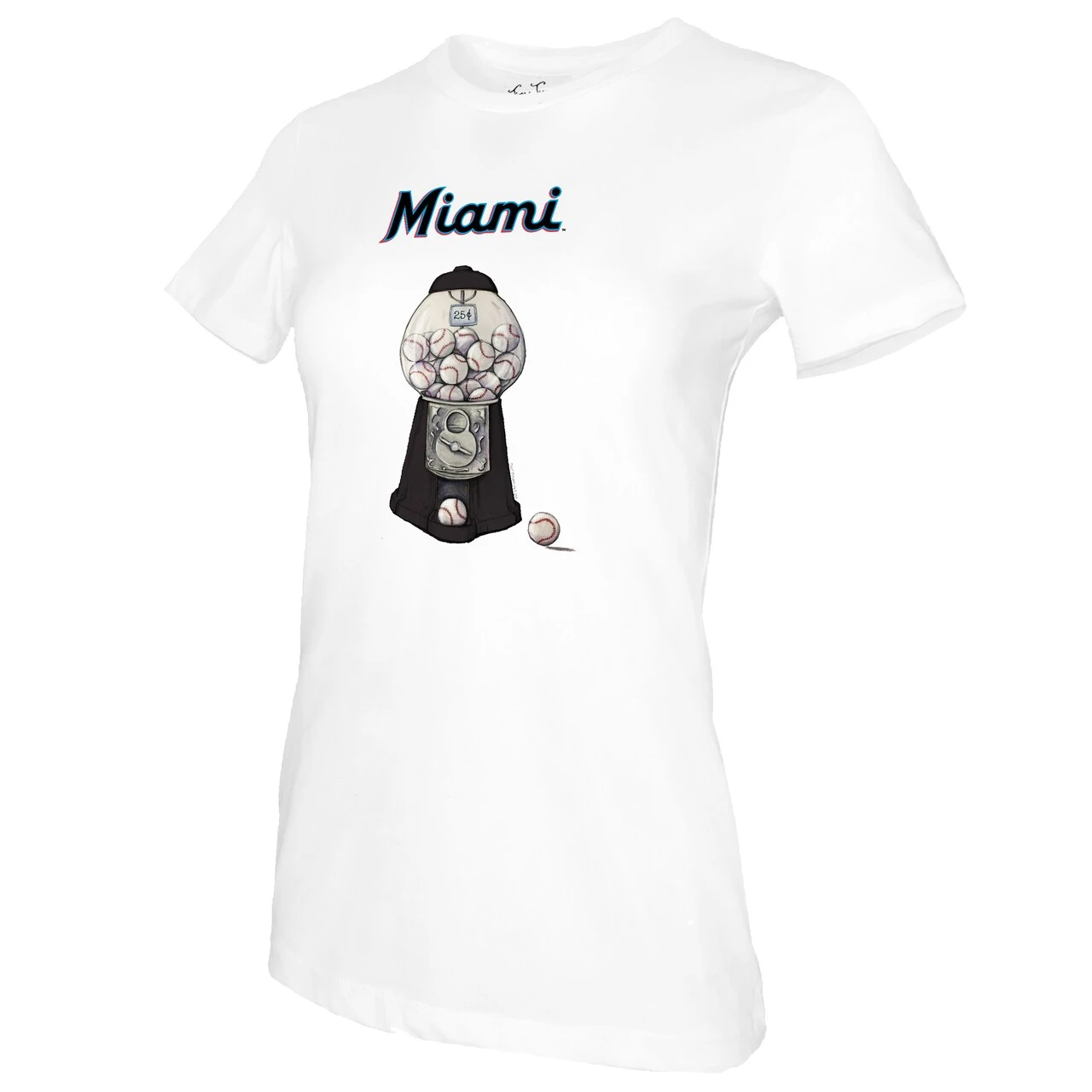 Women's Miami Marlins Tiny Turnip White Gumball Machine T-Shirt - Image 2