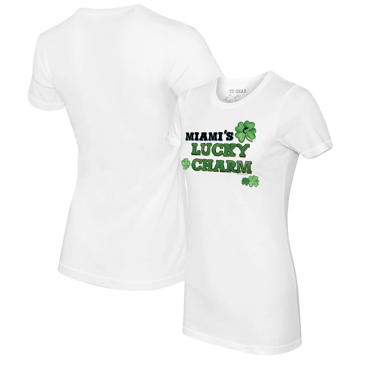 Women's Miami Marlins Tiny Turnip White Lucky Charm T-Shirt