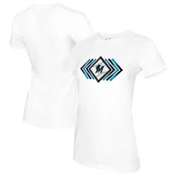 Women's Miami Marlins Tiny Turnip White Prism Arrows T-Shirt