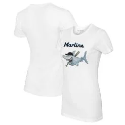 Women's Miami Marlins Tiny Turnip White Shark Logo T-Shirt