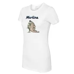 Women's Miami Marlins Tiny Turnip White Stega T-Shirt