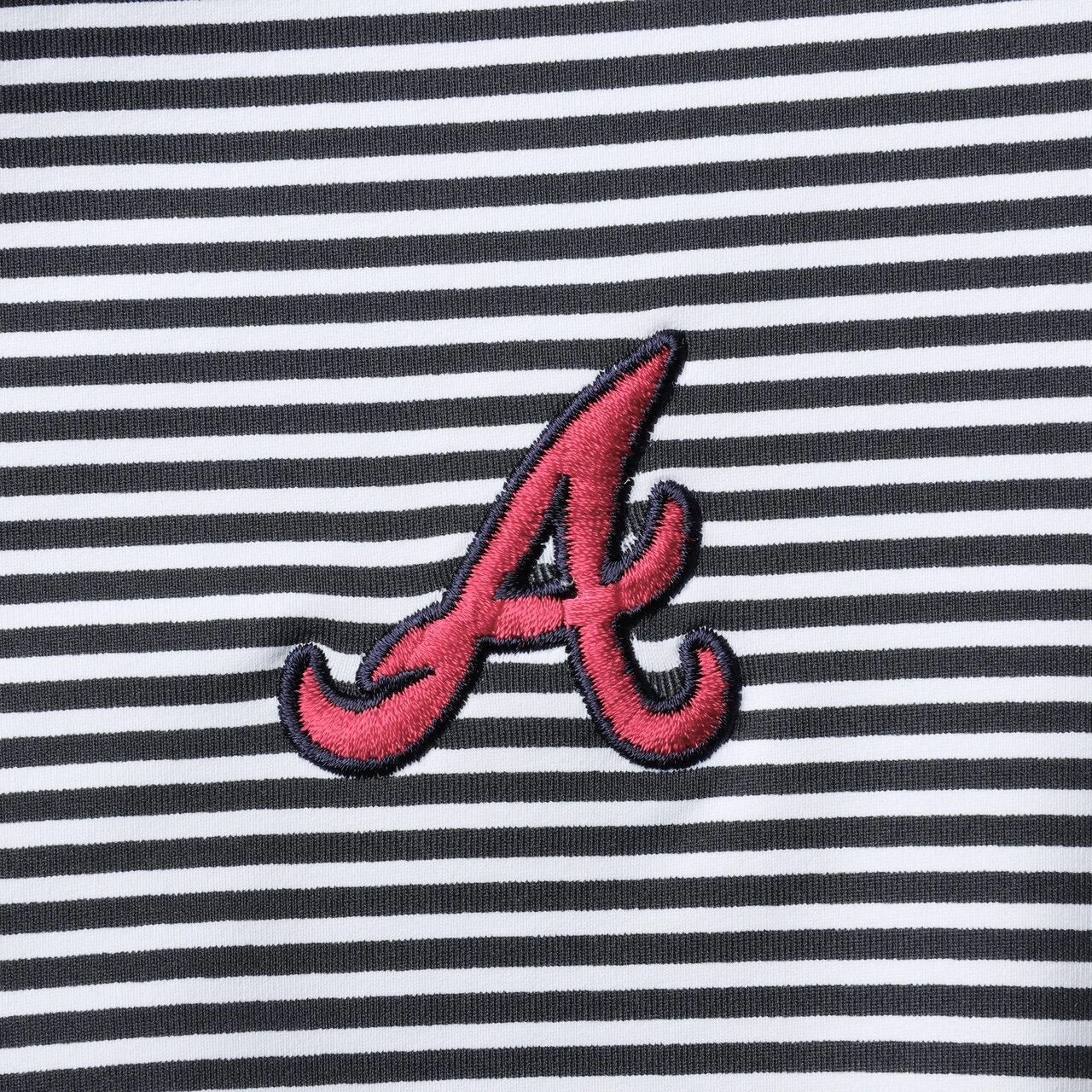 Women's Atlanta Braves Tommy Bahama Black Aubrey Stripe Block IslandZone Half-Zip Jacket - Image 4