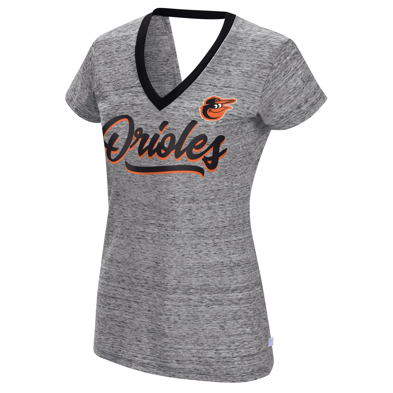 Women's Baltimore Orioles Touch Black Halftime Back Wrap Top V-Neck T-Shirt - Image 2