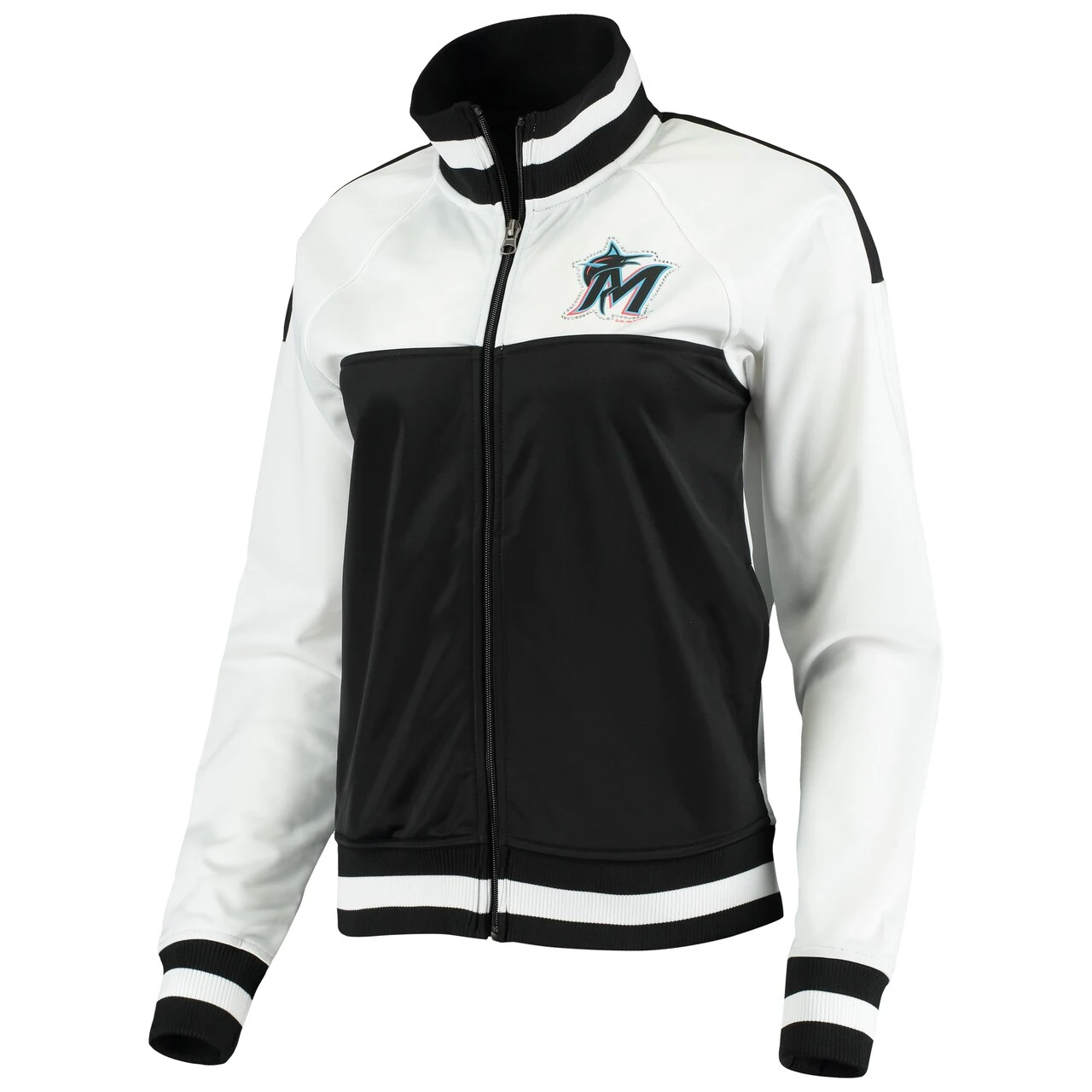 Women's Miami Marlins Touch Black Faceoff Full-Zip Raglan Track Jacket - Image 2