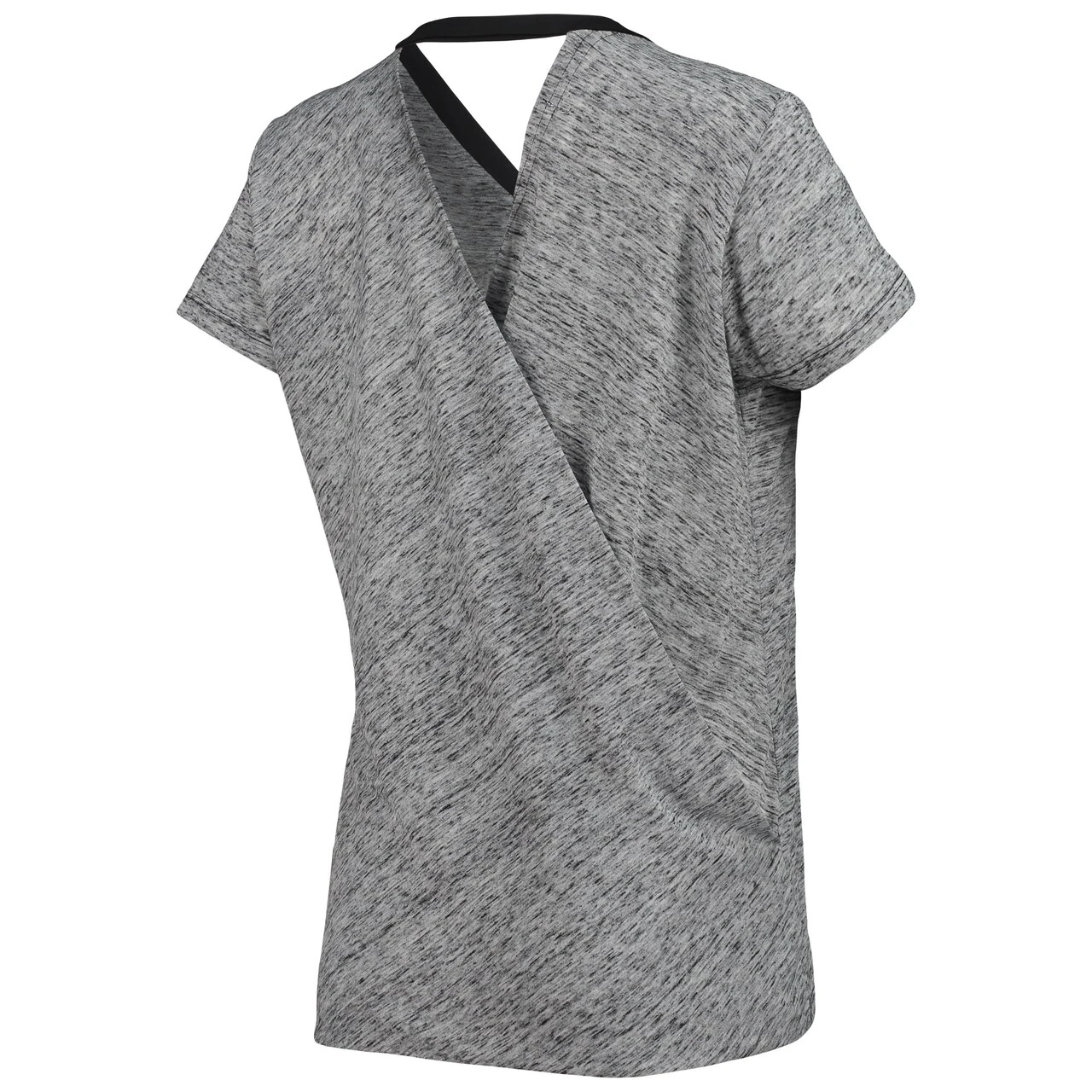 Women's Miami Marlins Touch Black Hail Mary Back Wrap Space-Dye V-Neck T-Shirt - Image 3