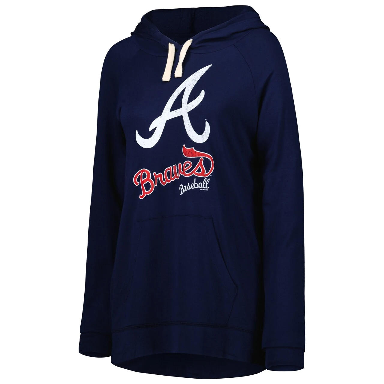 Women's Atlanta Braves Touch Navy Pre-Game Raglan Pullover Hoodie - Image 2