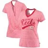 Women's Cincinnati Reds Touch Red Hail Mary Back Wrap Space-Dye V-Neck T-Shirt