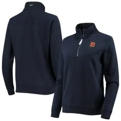 Women's Detroit Tigers Vineyard Vines Navy Shep Shirt Quarter-Zip Sweatshirt