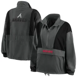 Women's Atlanta Braves WEAR By Erin Andrews Charcoal Packable Half-Zip Jacket