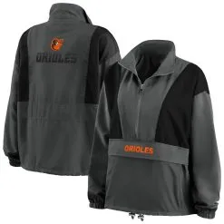 Women's Baltimore Orioles WEAR By Erin Andrews Charcoal Packable Half-Zip Jacket