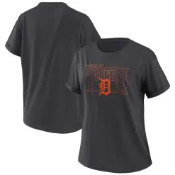 Women's Detroit Tigers WEAR By Erin Andrews Charcoal Oversized Boyfriend T-Shirt